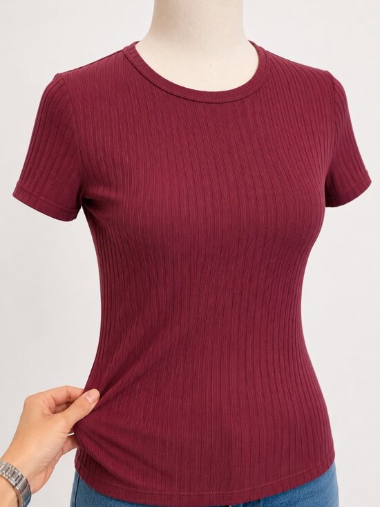 Rae Republic Tops - Rae Republic Ribbed Knit Short Sleeve Top Mauve Size M